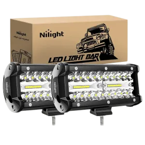 6.5 Inch 120W Triple Row Spot Flood LED Light Bars (Pair)