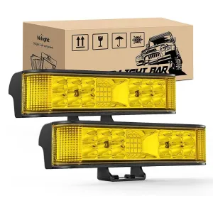 6.5 Inch 60W Amber Side Shooter Quadruple Row Spot Flood LED Light Bars (Pair)