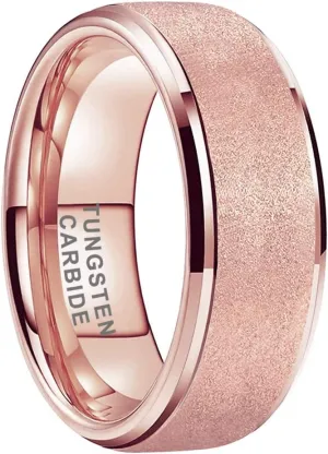 6mm 8mm Black/White/Gold/Rose Gold Tungsten Rings for Men Women Promise Engagement Wedding Bands Sandblasted Finish Stepped Beveled Comfort Fit