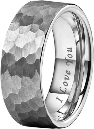 6mm 8mm Silver/Black/Gunmetal/Gold/Rose Gold Hammered Tungsten Rings for Men Women Couple Fashion Jewelry Engagement Wedding Bands Matte Finish Comfort Fit