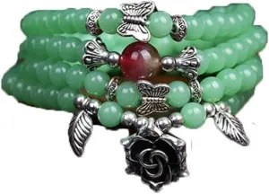 6mm Green Chalcedony Beads Tibetan Buddhist 108 Prayer Beads Bracelet Gourd Mala Prayer Bracelets for Meditatio