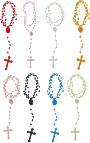 8 Colors Plastic Noctilucent Necklace Rosary Beads Luminous Necklace Catholicism Prayer Religious Jewelry For Daily Wear, White