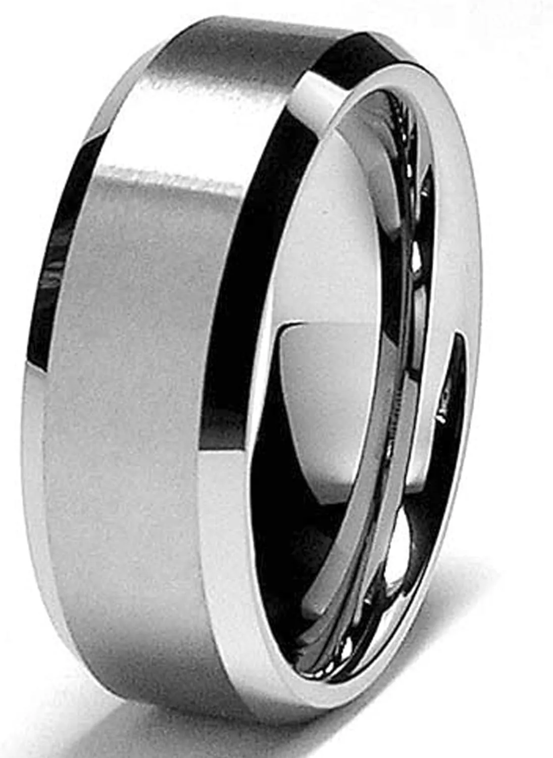 8MM High Polish/Matte Finish Men's Tungsten Ring Wedding Band Sizes 6 to 15