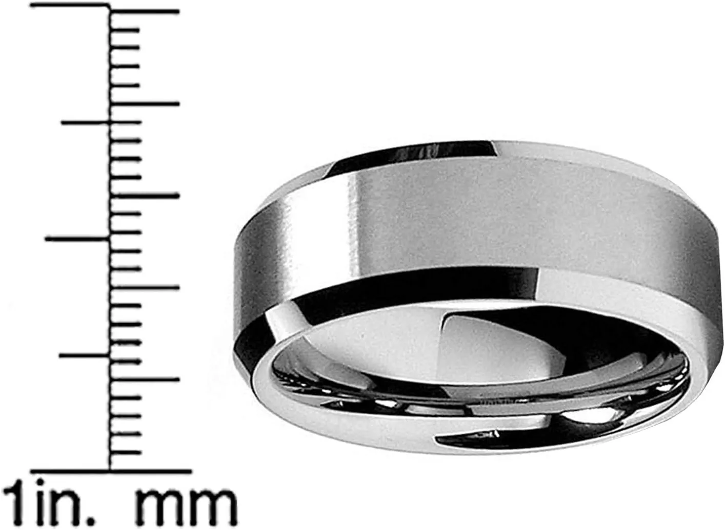 8MM High Polish/Matte Finish Men's Tungsten Ring Wedding Band Sizes 6 to 15