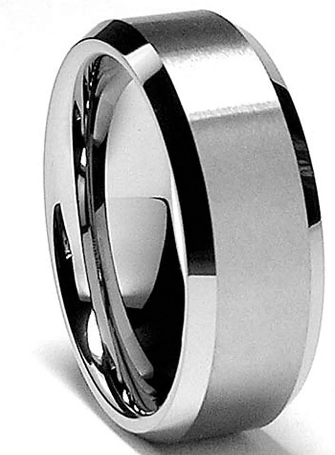 8MM High Polish/Matte Finish Men's Tungsten Ring Wedding Band Sizes 6 to 15