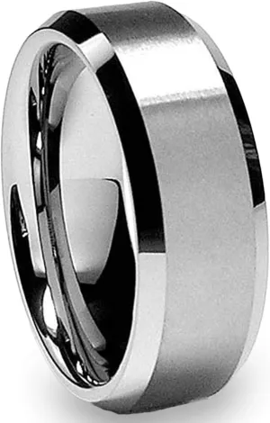 8MM High Polish/Matte Finish Men's Tungsten Ring Wedding Band Sizes 6 to 15