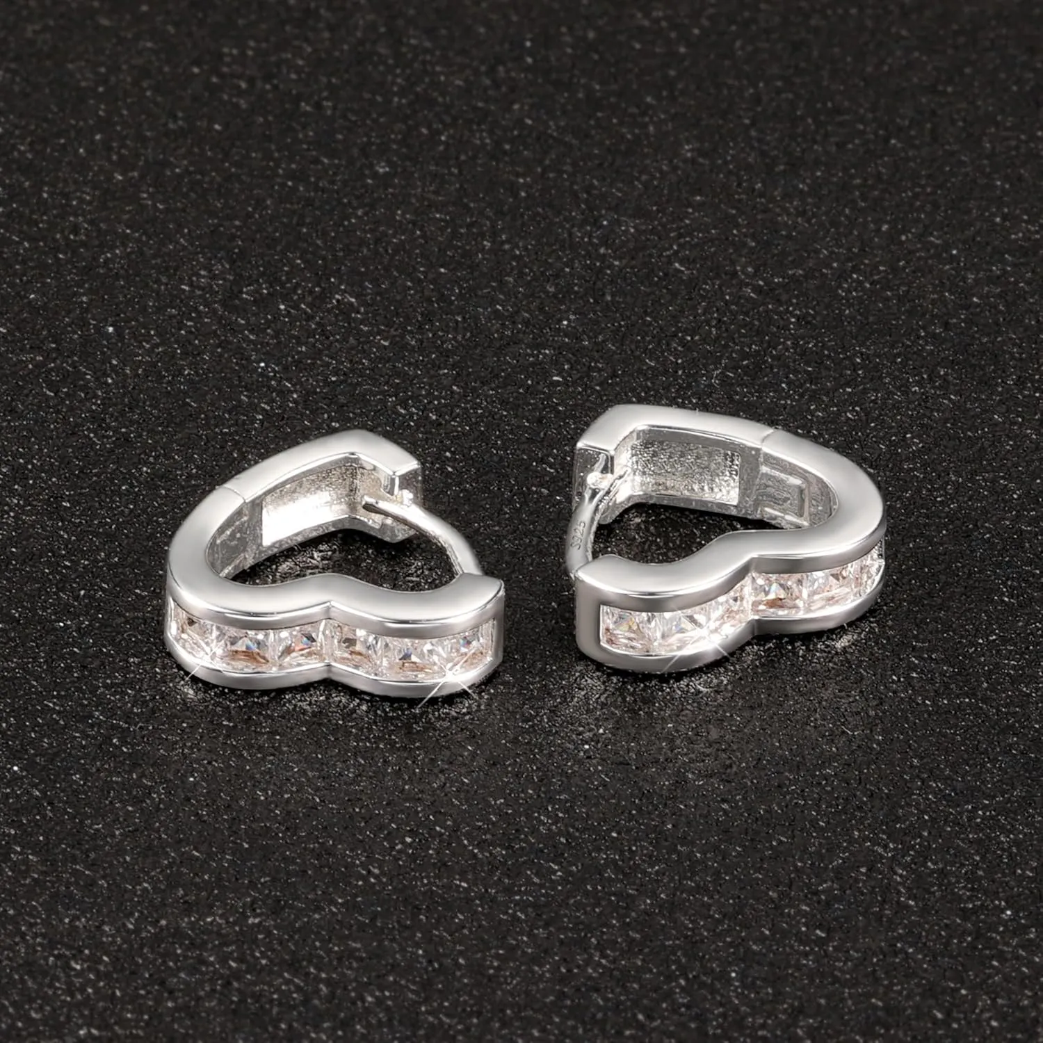 925 Sterling Silver Heart Earrings Small Hoop Earrings for Women Cubic Zirconia 14K Gold Plated Hoop Earrings Hypoallergenic Lightweight Earrings Small Huggie Hoops Earrings for Women Trendy
