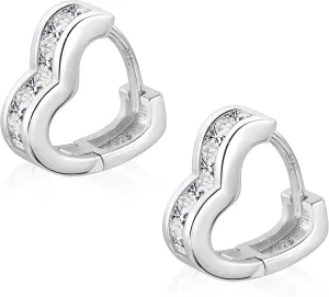 925 Sterling Silver Heart Earrings Small Hoop Earrings for Women Cubic Zirconia 14K Gold Plated Hoop Earrings Hypoallergenic Lightweight Earrings Small Huggie Hoops Earrings for Women Trendy