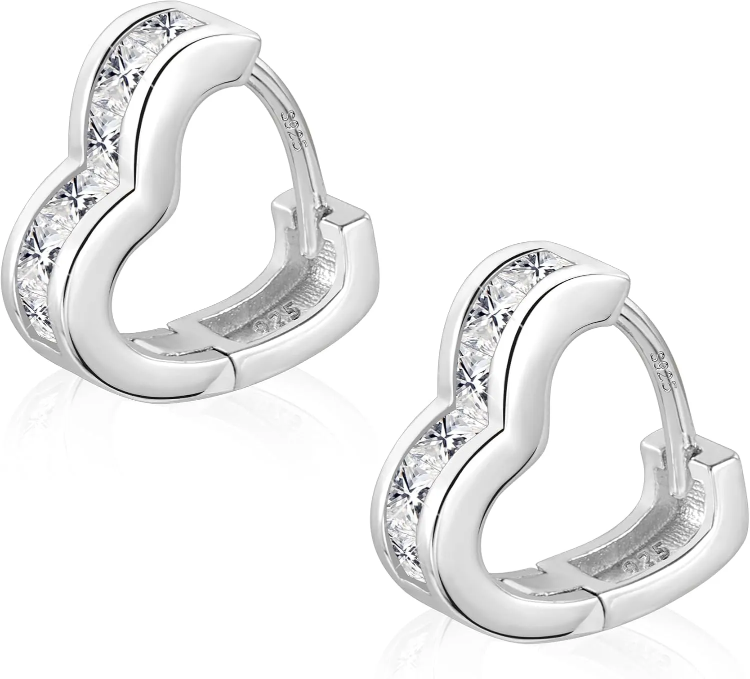 925 Sterling Silver Heart Earrings Small Hoop Earrings for Women Cubic Zirconia 14K Gold Plated Hoop Earrings Hypoallergenic Lightweight Earrings Small Huggie Hoops Earrings for Women Trendy