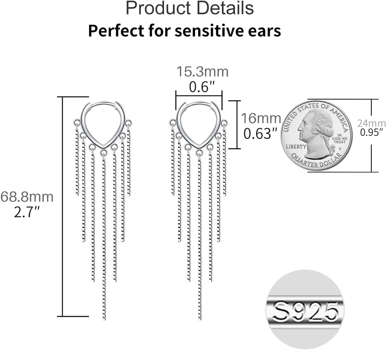 925 Sterling Silver Hoop Earrings Hypoallergenic Heart Star Butterfly Earrings for Women Heart Hoop Huggie Dangle Earrings Jewelry Gifts