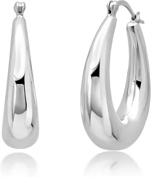 925 Sterling Silver Hypoallergenic Chunky Hoop Earrings for Women | Anti Tarnish Hoops in Various Styles by MAX   STONE