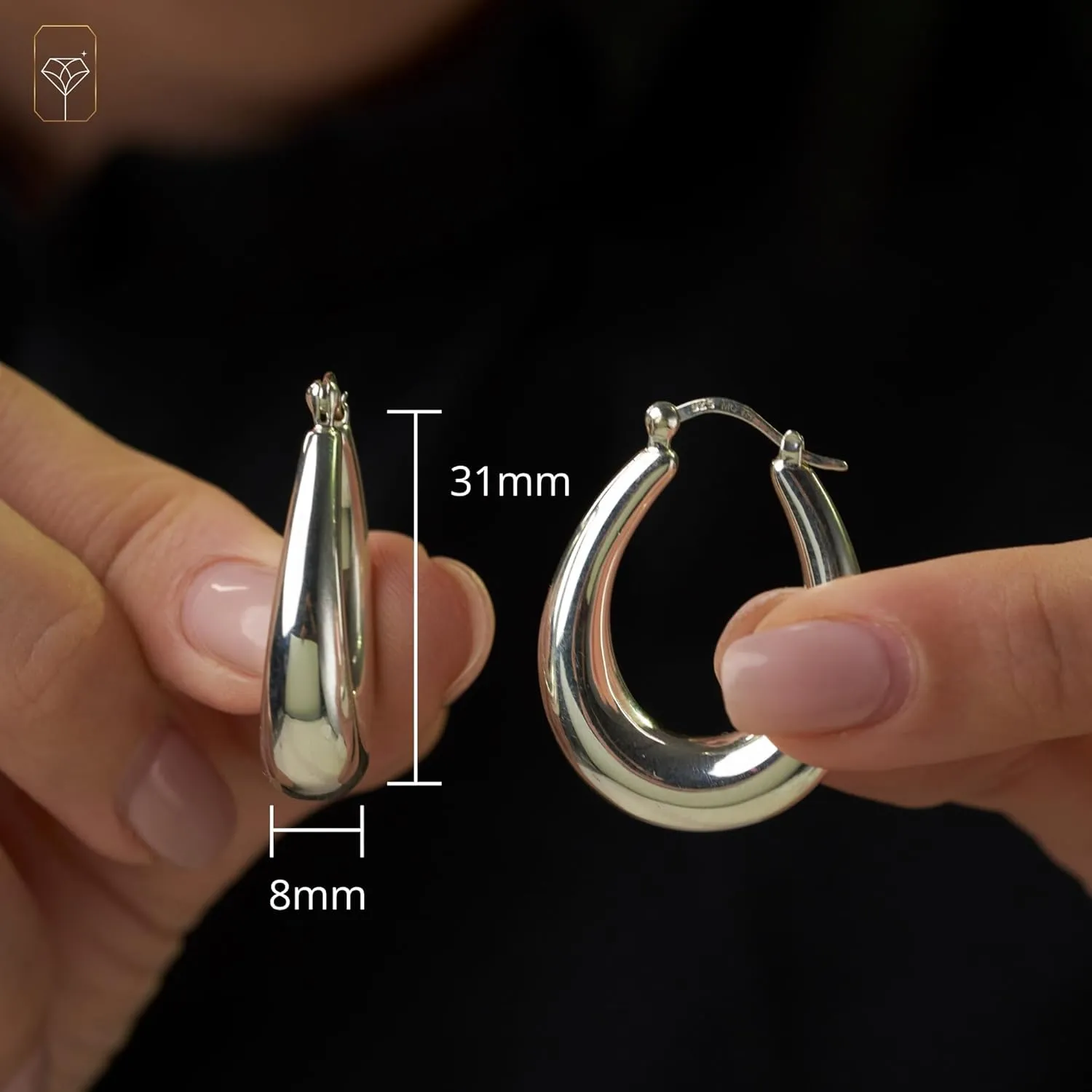 925 Sterling Silver Hypoallergenic Chunky Hoop Earrings for Women | Anti Tarnish Hoops in Various Styles by MAX   STONE