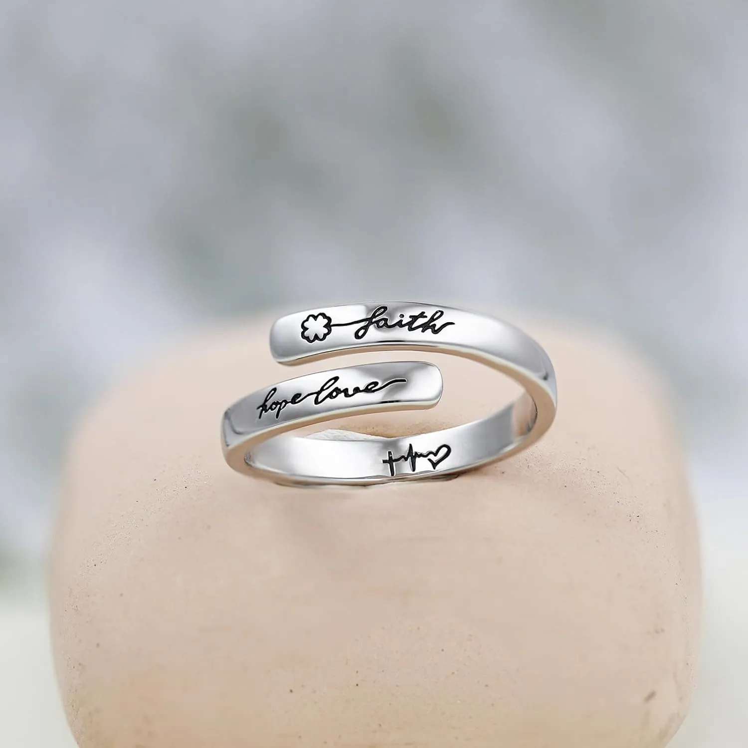 925 Sterling Silver Inspirational Rings for Women Hope Rings Encouragement Jewelry
