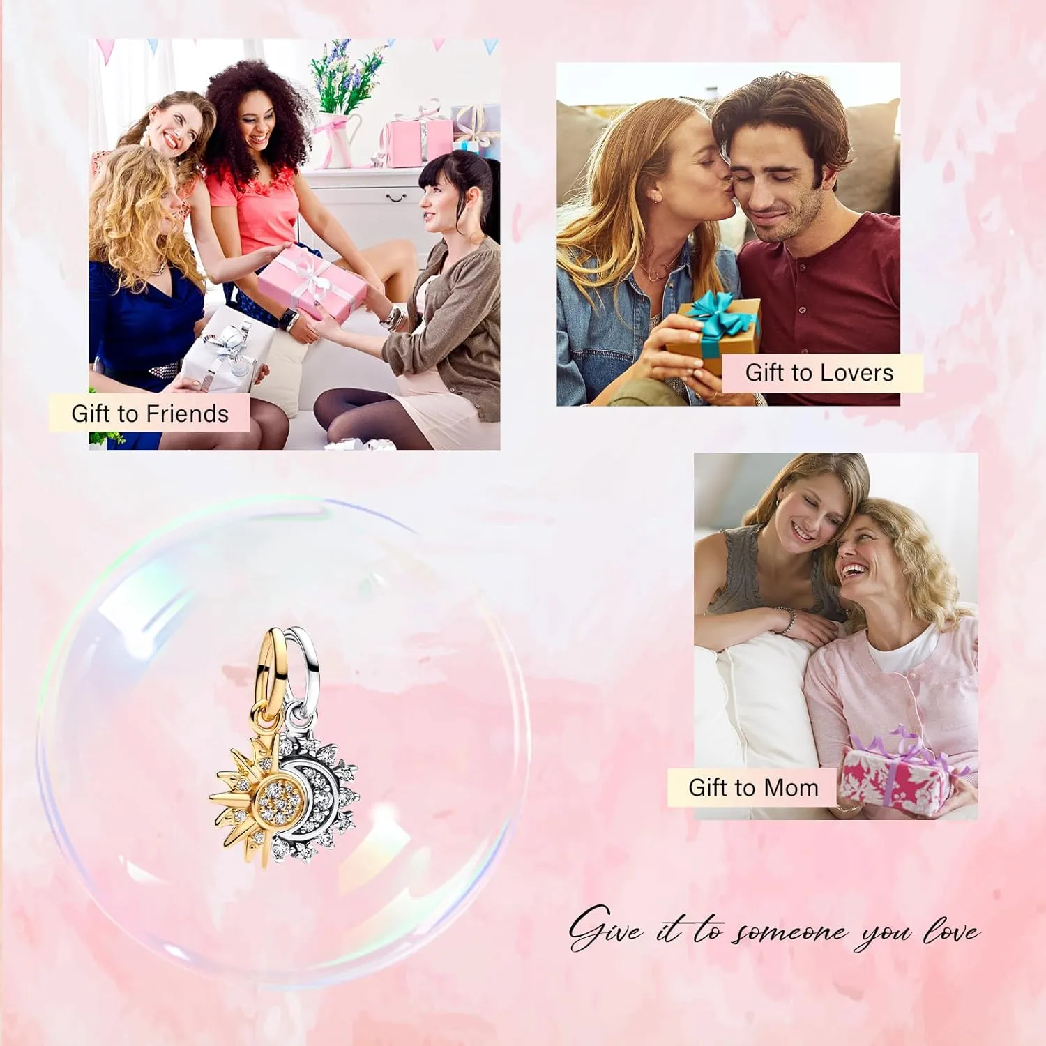 925 Sterling Silver Love Friendship Charms Infinity Pendant Friendship Splittable Heart, Couples, Hot Air Balloon, Robot Lock, Compass, Tree Double Dangle Valentine's Day Christmas For Women Friends