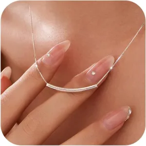 925 Sterling Silver Necklaces for Women Trendy Minimalist, Statement Pendant Necklace Choker Necklace Friendship Necklace for Jewelry Birthday Graduation Gifts for Her