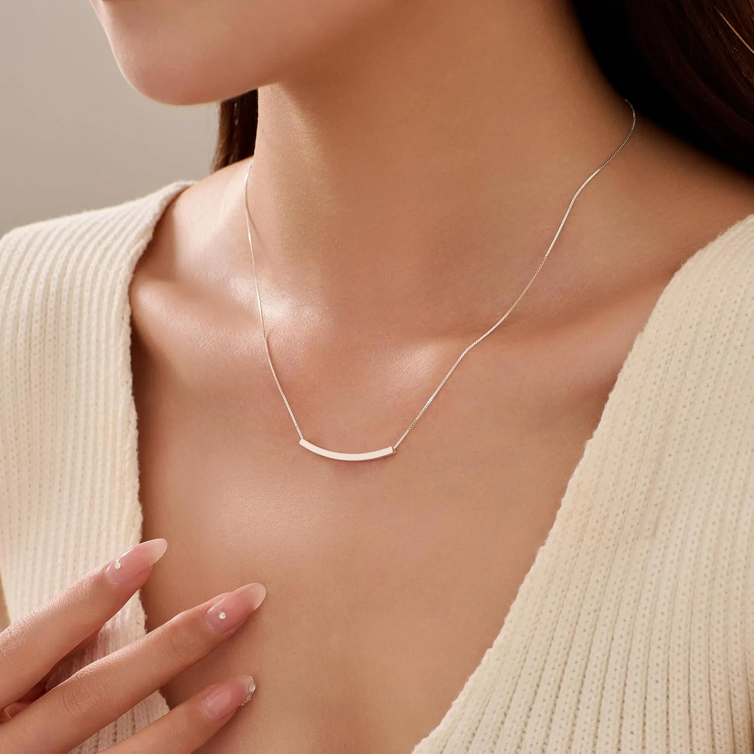 925 Sterling Silver Necklaces for Women Trendy Minimalist, Statement Pendant Necklace Choker Necklace Friendship Necklace for Jewelry Birthday Graduation Gifts for Her