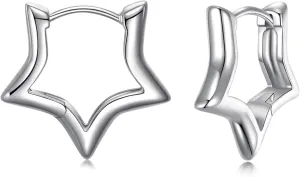 925 Sterling Silver Star Earrings Cute Small Hoop Earrings for Women Hypoallergenic Sleeper Earrings Cartilage Star Jewelry Gifts