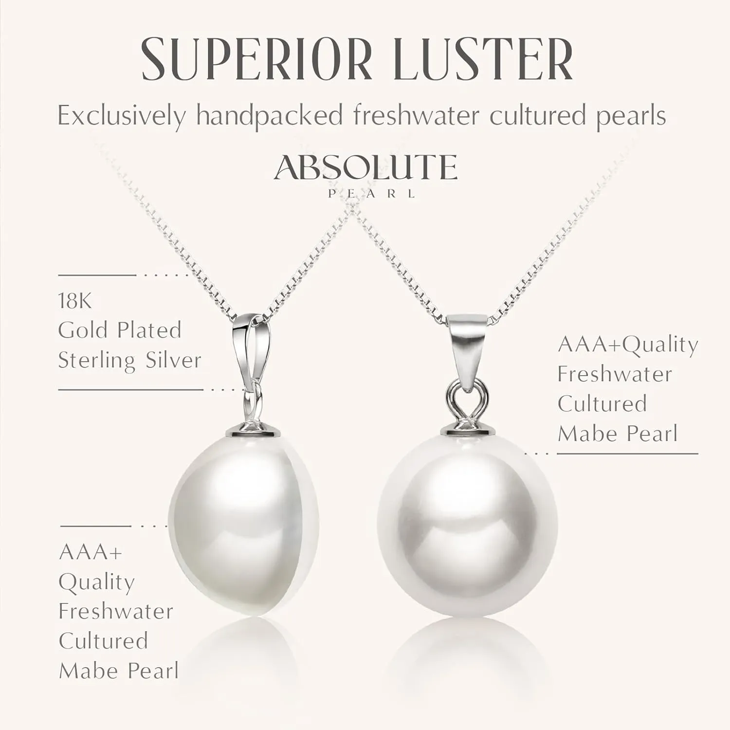 ABSOLUTE AAA  to AAAA Cultured Pearl Necklace Freshwater Genuine Real Mabe/Oval/Round Pearl Pendant Necklaces for Women S925 Sterling Silver Chains Birthday Gift for mom