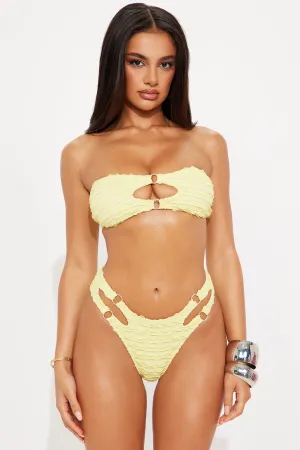 Addison Rhinestone O Rings Textured 2 Piece Bikini - Yellow