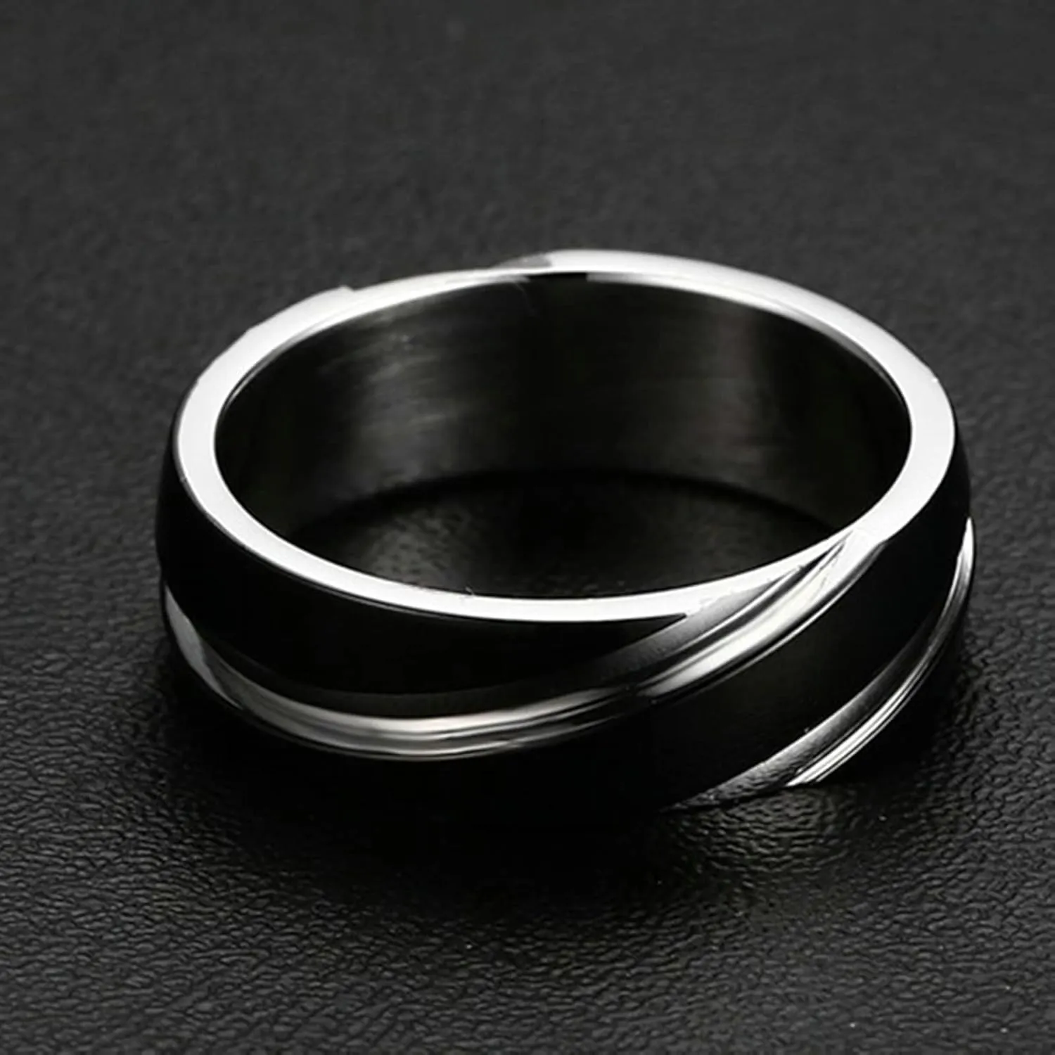 Aienid Promise Rings Matching Set Wedding Bands for Him Stainless Steel Black Silver Ring 6MM
