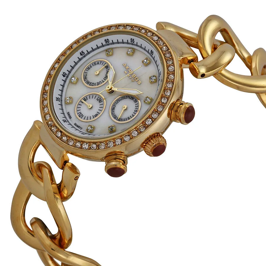 Akribos XxivMother of Pearl Dial Gold Tone Metal Ladies Watch AK640YG
