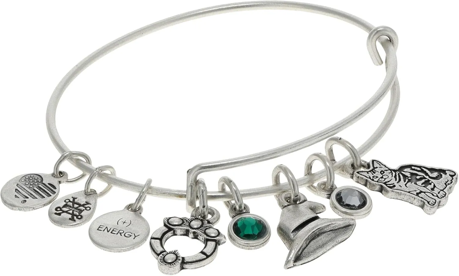 Alex and Ani AS622122Expandable Bangle BraceletRS,Harry Potter, Professor McGonagall Multi Charm Expandable Bangle Bracelet,Rafaelian Silver,Green, Bracelets
