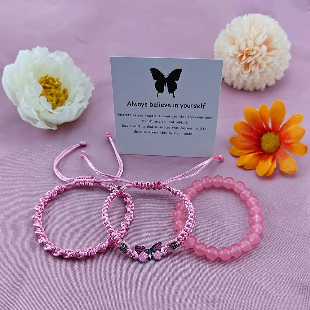 Always Believe in Yourself Butterfly Bracelet Adjustable Butterfly Stacking Bracelet Handmade Blue Friendship Natural Stone Butterfly Bracelet Evil Eye Stack Bracelet Cute Butterfly Charm Bracelets Friendship Couple Butterfly Bracelets