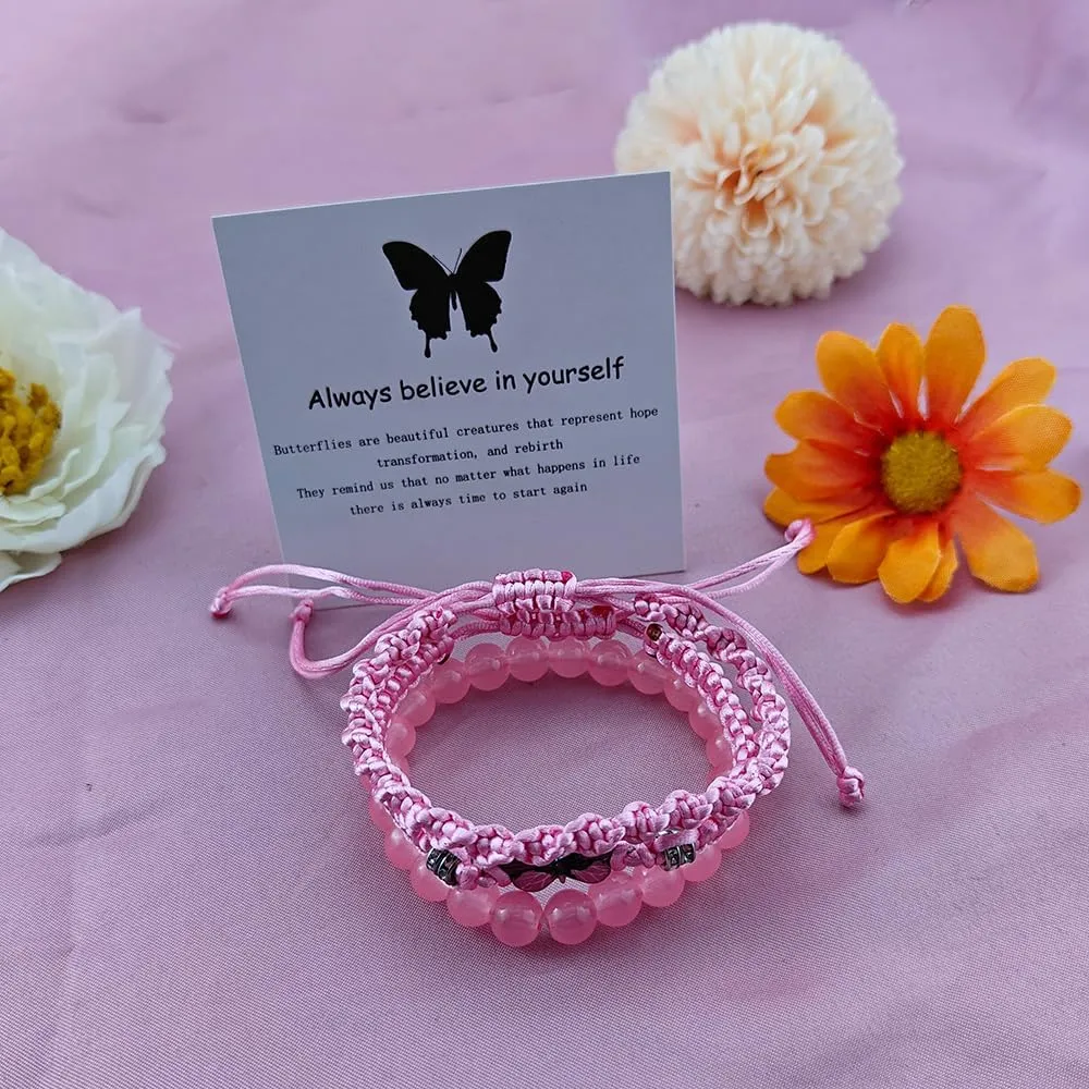 Always Believe in Yourself Butterfly Bracelet Adjustable Butterfly Stacking Bracelet Handmade Blue Friendship Natural Stone Butterfly Bracelet Evil Eye Stack Bracelet Cute Butterfly Charm Bracelets Friendship Couple Butterfly Bracelets