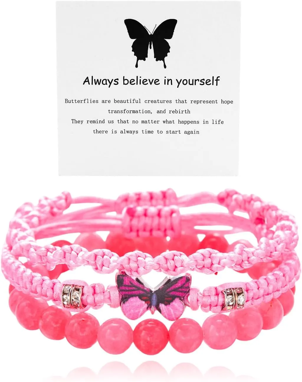 Always Believe in Yourself Butterfly Bracelet Adjustable Butterfly Stacking Bracelet Handmade Blue Friendship Natural Stone Butterfly Bracelet Evil Eye Stack Bracelet Cute Butterfly Charm Bracelets Friendship Couple Butterfly Bracelets