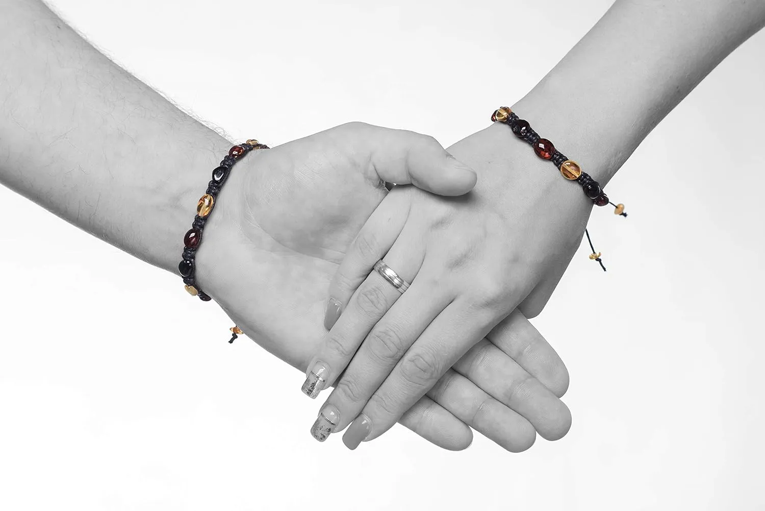 AMBERAGE Friendship Braided Bracelets with Natural Baltic Amber Beads for Adults/Teens- Hand Made (4 Colors)