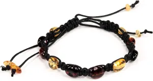 AMBERAGE Friendship Braided Bracelets with Natural Baltic Amber Beads for Adults/Teens- Hand Made (4 Colors)