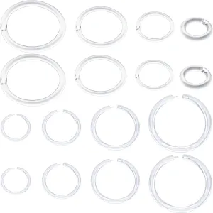 Anti-Allergy Plastic Hoop Ear Retainers, Clear Nose Rings, With Buckle, 16G 18G 20G, 6-12mm Rings For Sensitive Ears & Skin