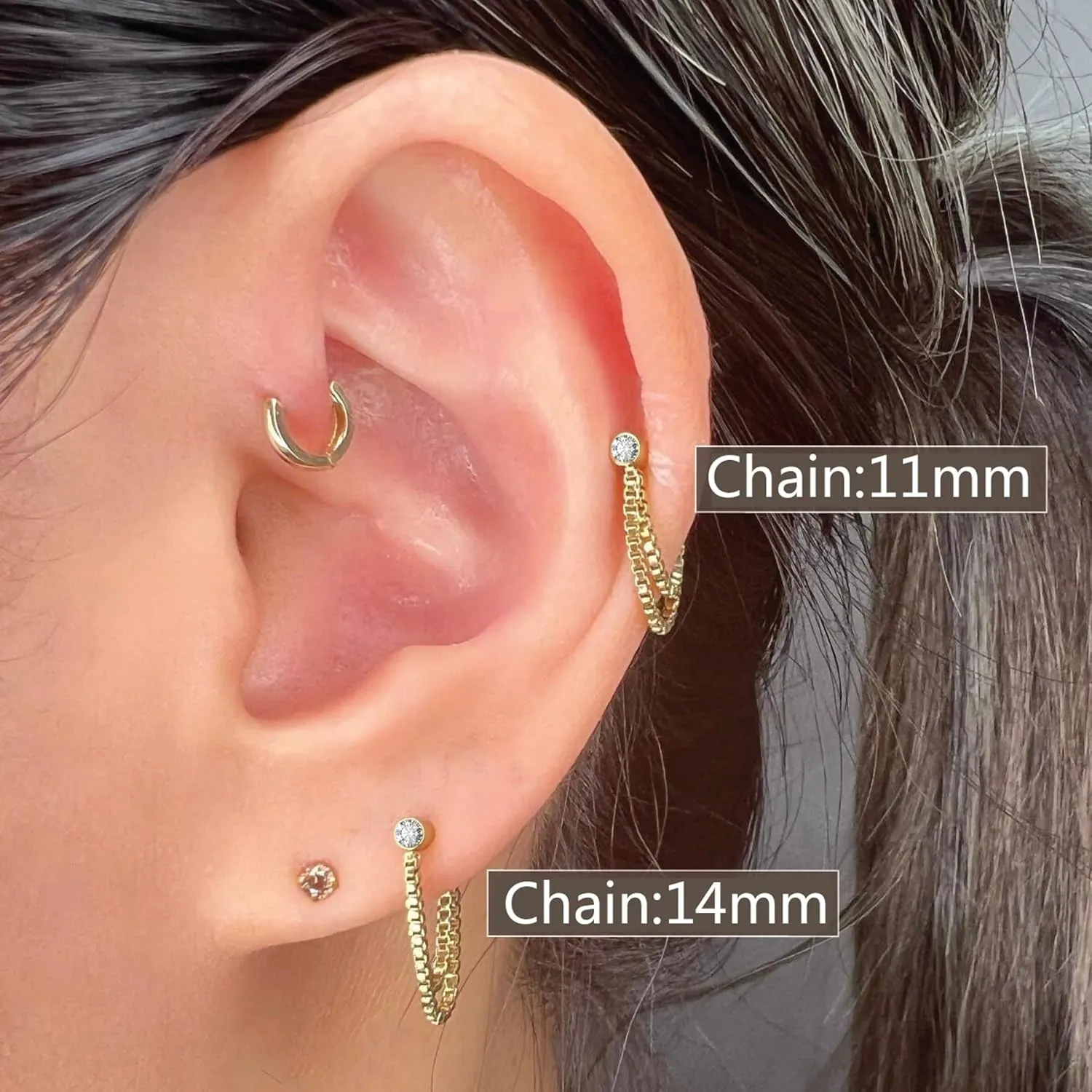 AoedeJ 2 Pairs Stud Earrings for Cartilage - Threadless Flat Back Earrings for Women