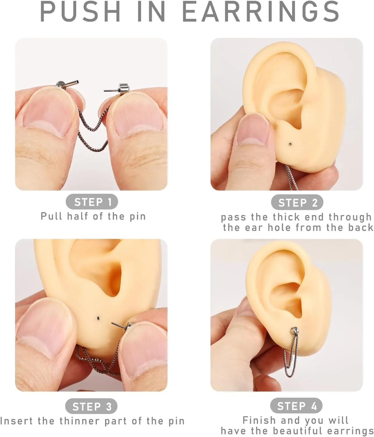 AoedeJ 2 Pairs Stud Earrings for Cartilage - Threadless Flat Back Earrings for Women