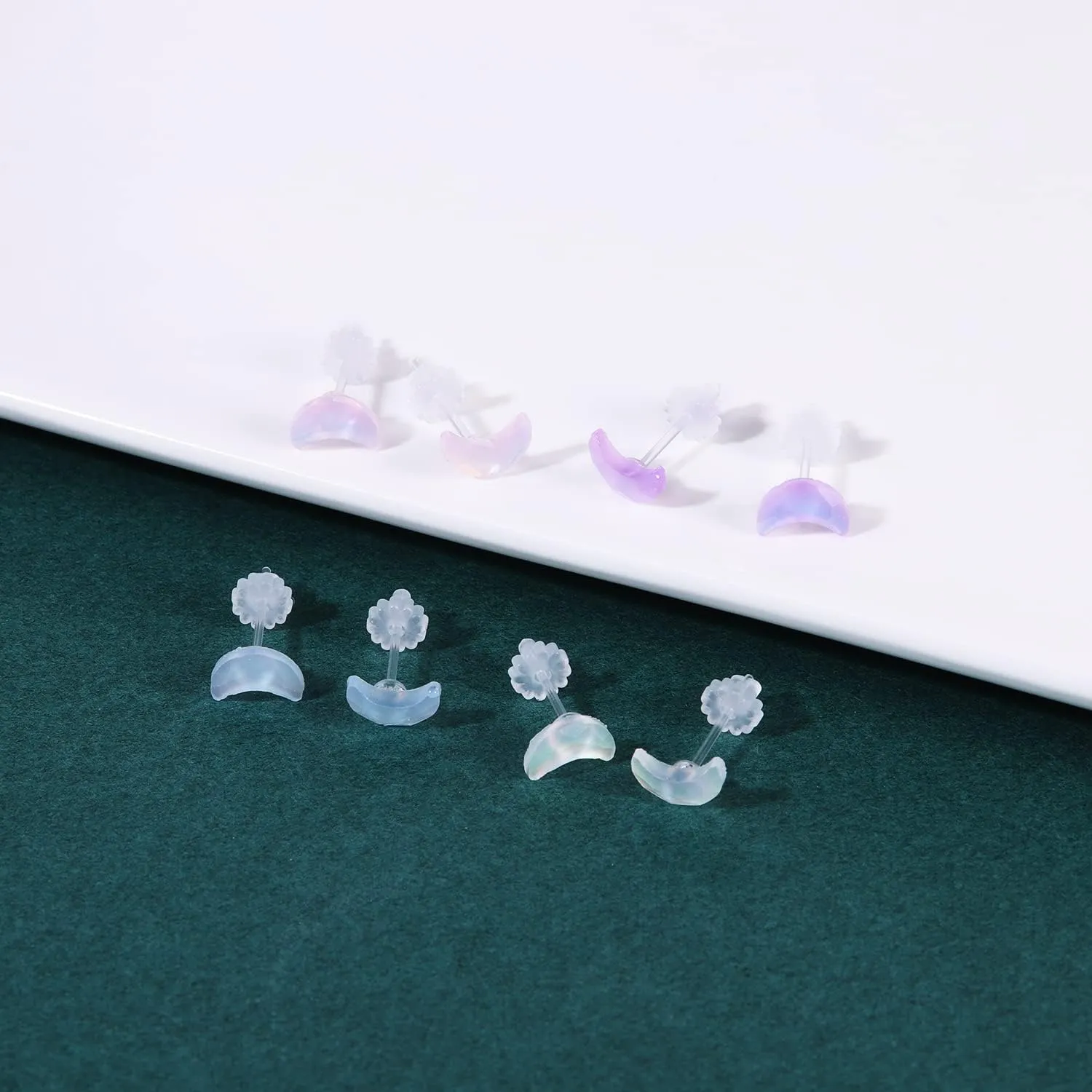 AoedeJ Colorful Stud Earrings Set Plastic Earrings Cute Clear Earrings Kawaii Hypoallergenic Earrings for Women Multipack