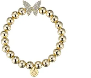 Aphrodite's Butterfly Jewelry for Women, Glitz and Glam Pave Butterfly Bead Bracelet, Bracelets for Teen Girls, Beaded Bracelets, Jewelry for Women, Brass, white turquoise natural stone beads