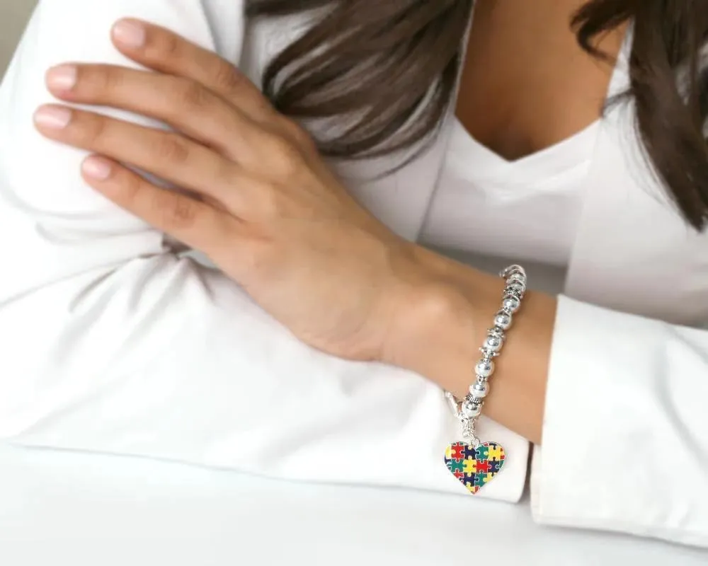 Autism awareness bracelets with sterling silver plated charm - perfect for awareness, gift-giving, fundraising & more!