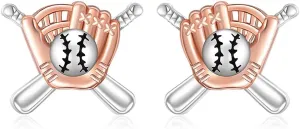 Baseball Earrings for Women Sterling Silver Softball Earring Studs Baseball Bat Glove Earrings Game Day Themed Jewelry Charms Gifts