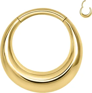 BodyAce 316L Stainless Steel Septum Rings Hoop, 16G Segment Nose Rings Septum Clicker for Men, Gold Moon Hinged Cartilage Earrings for Daith, Rook, Tragus