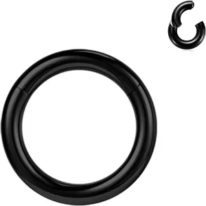 BodyAce Black Hinged Segment Clicker PA Rings, 2G 4G 6G 8G 10G 12G Large Spring Action BCR Rings, Surgical Steel Septum Nose Rings Ear Gauges Earrings Hoops