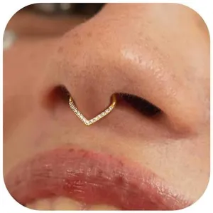 BodyBonita 16G Septum Rings - 316L Surgical Steel Teardrop Hinged Nose Rings Hoops Seamless Septum Jewelry CZ Nose Piercings Helix Tragus Rook Daith Piercing for Women Men Silver/Gold/Black 8mm 10mm