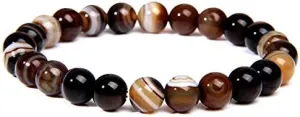Bracelets Natural Stone Beaded Bracelet Men 8mm Round Sun Stone Quartz Crystal Beads Bracelet for Women Men Chakra Jewelry Mens Bracelet (Length : 23CM, Metal Color : Imitation Rhodium Plated)