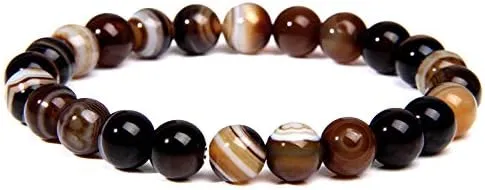 Bracelets Natural Stone Beaded Bracelet Men 8mm Round Sun Stone Quartz Crystal Beads Bracelet for Women Men Chakra Jewelry Mens Bracelet (Length : 23CM, Metal Color : Imitation Rhodium Plated)