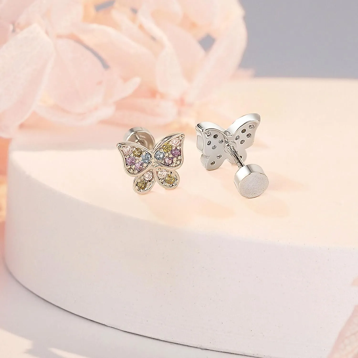 Butterfly Earrings as 10th Birthday Gifts for Girls Granddaughter,Kids Earrings Gifts for 10 Year Old Girls Birthday Valentines Gifts Hypoallergenic Screw Back Stud Earrings for Girls