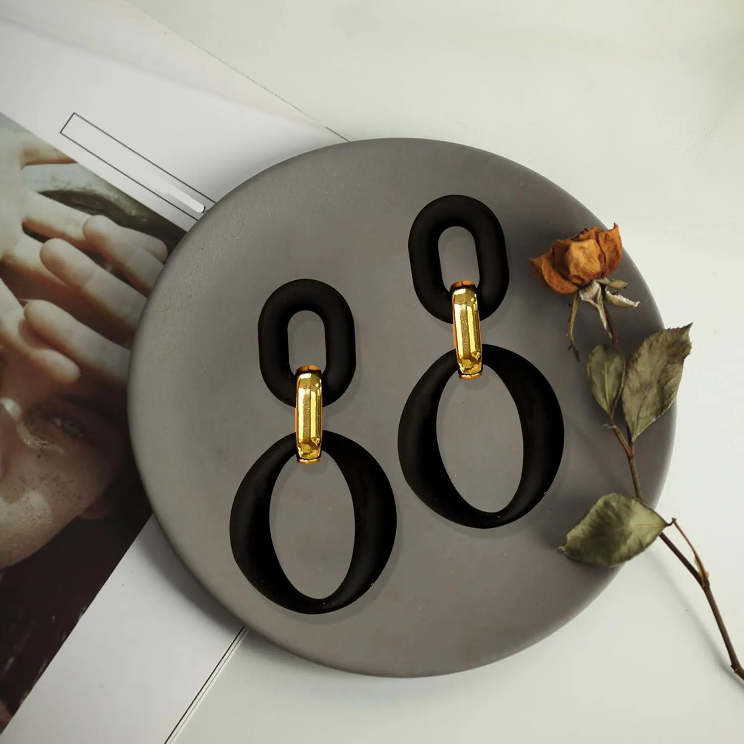 Candy Color Long Chain Link Dangle Earrings for Women Gold Plated Retro Oval Round U Shape Earring Studs