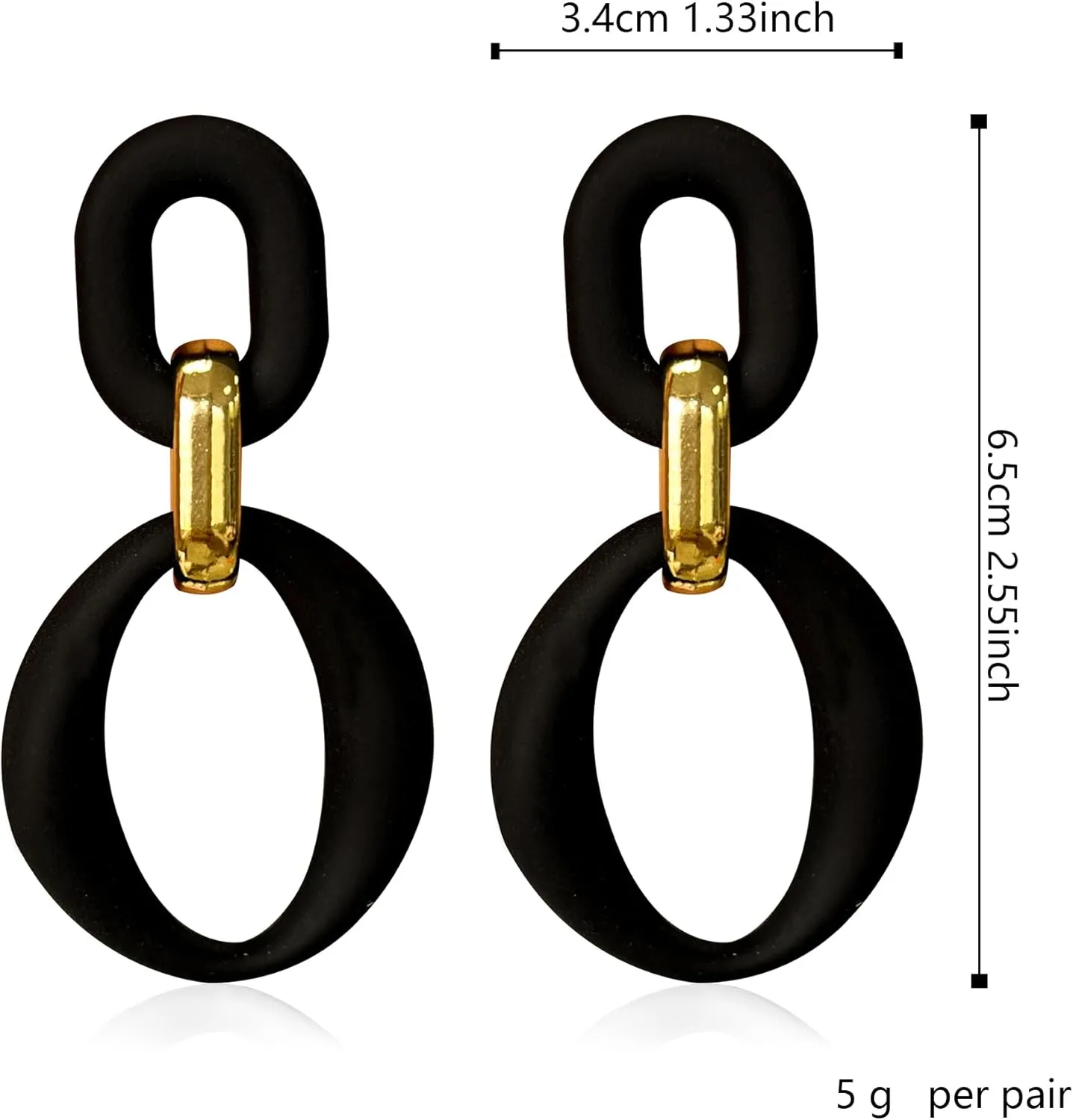Candy Color Long Chain Link Dangle Earrings for Women Gold Plated Retro Oval Round U Shape Earring Studs