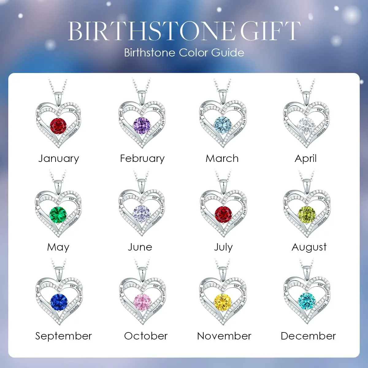 CDE Forever Love Heart Necklaces for Women, Wedding Anniversary, Birthday Mothers Day Gifts for Mom, Mother, Wife, Girlfriend, S925 Silver Jewelry with Birthstone Pendant