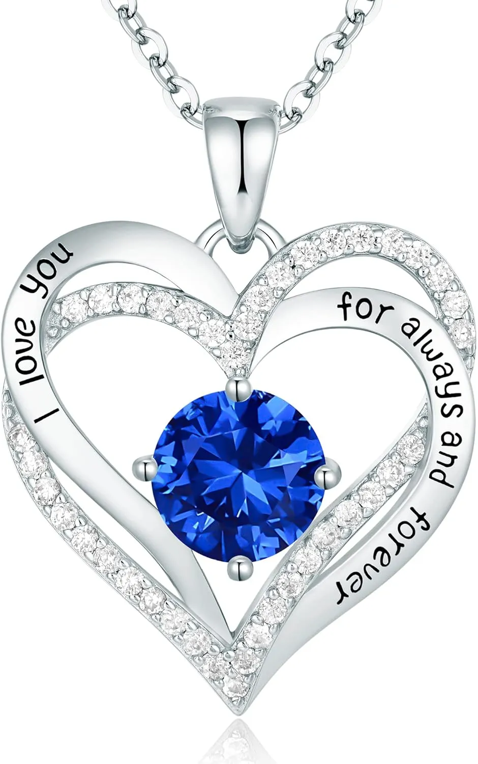 CDE Forever Love Heart Necklaces for Women, Wedding Anniversary, Birthday Mothers Day Gifts for Mom, Mother, Wife, Girlfriend, S925 Silver Jewelry with Birthstone Pendant