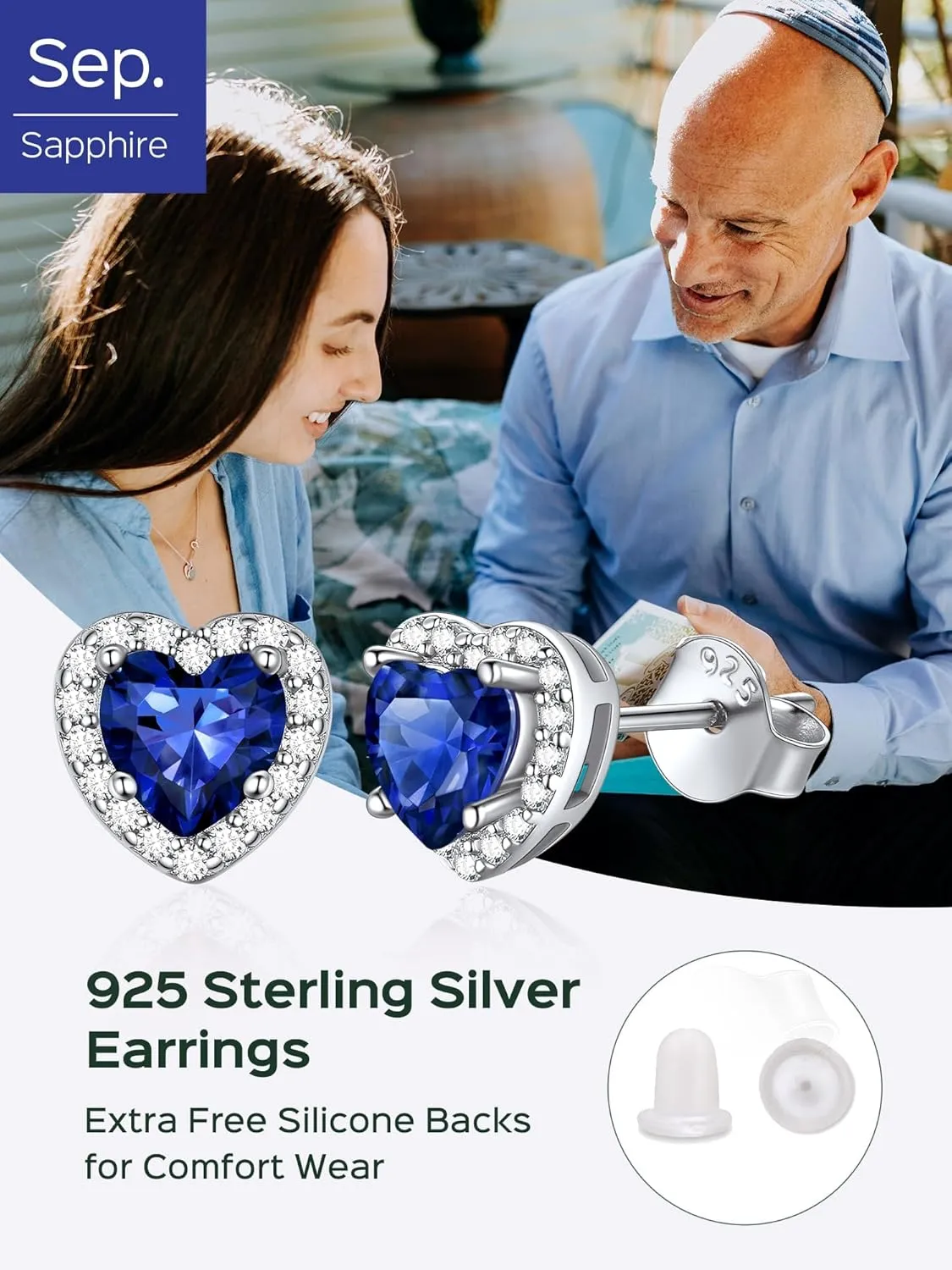 ChicSilver 925 Sterling Silver Heart/Round/Pear/Emerald Cut Birthstone Halo Stud Earrings for Women Birthday Jewelry (with Gift Box)