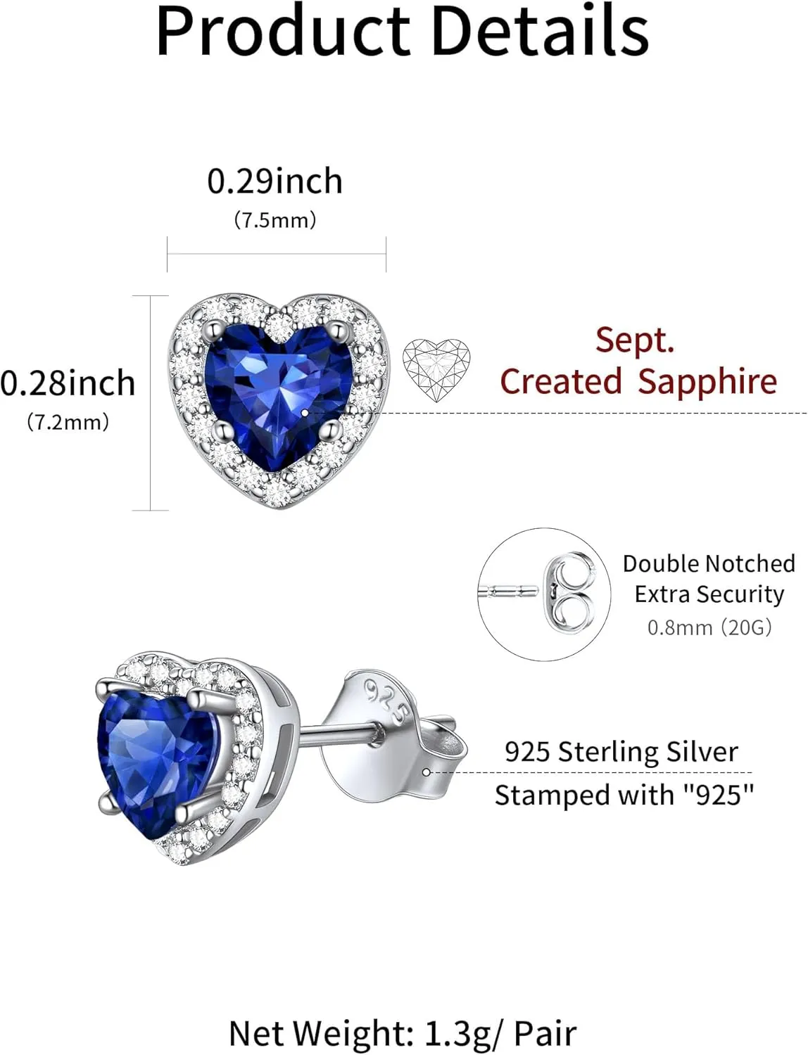 ChicSilver 925 Sterling Silver Heart/Round/Pear/Emerald Cut Birthstone Halo Stud Earrings for Women Birthday Jewelry (with Gift Box)